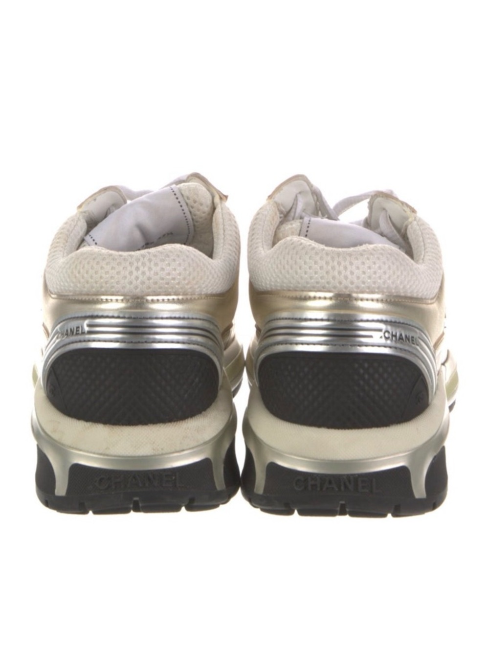 CHANEL Men’s Silver and White Runner Sneakers - Picture 8 of 10